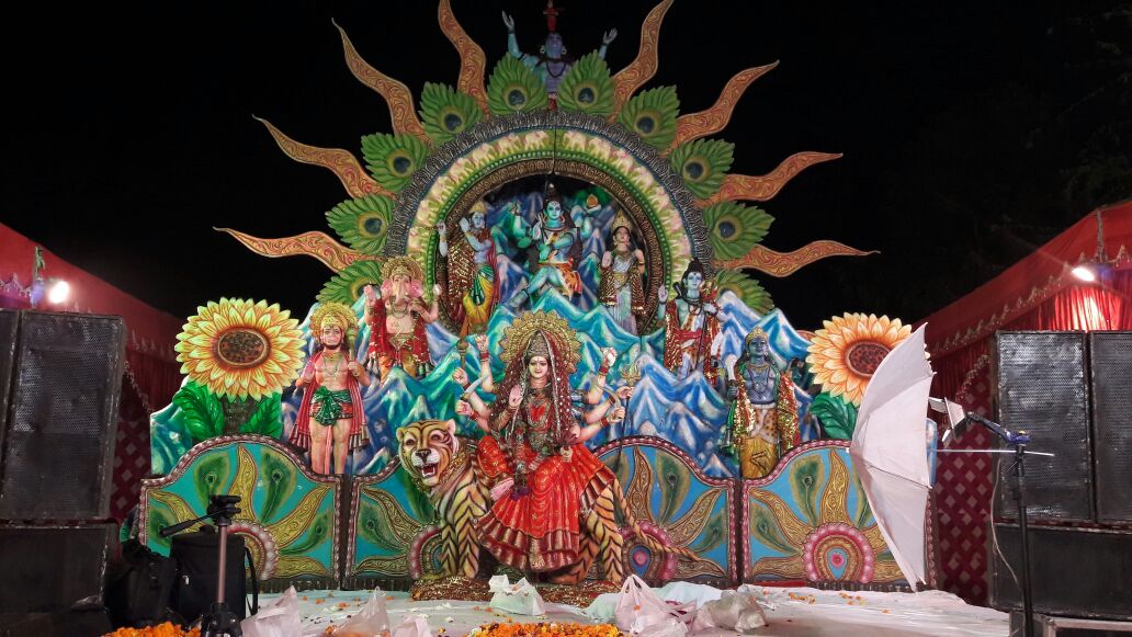 Aarti being performed at the close of a jagran evening